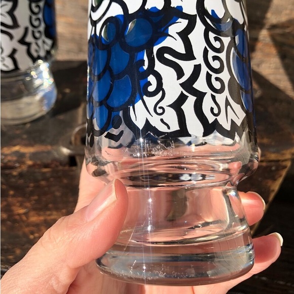 Vintage Libbey Grapes glasses Retro Swanky swigs Glassware Blue Green White Vtg - Picture 9 of 11